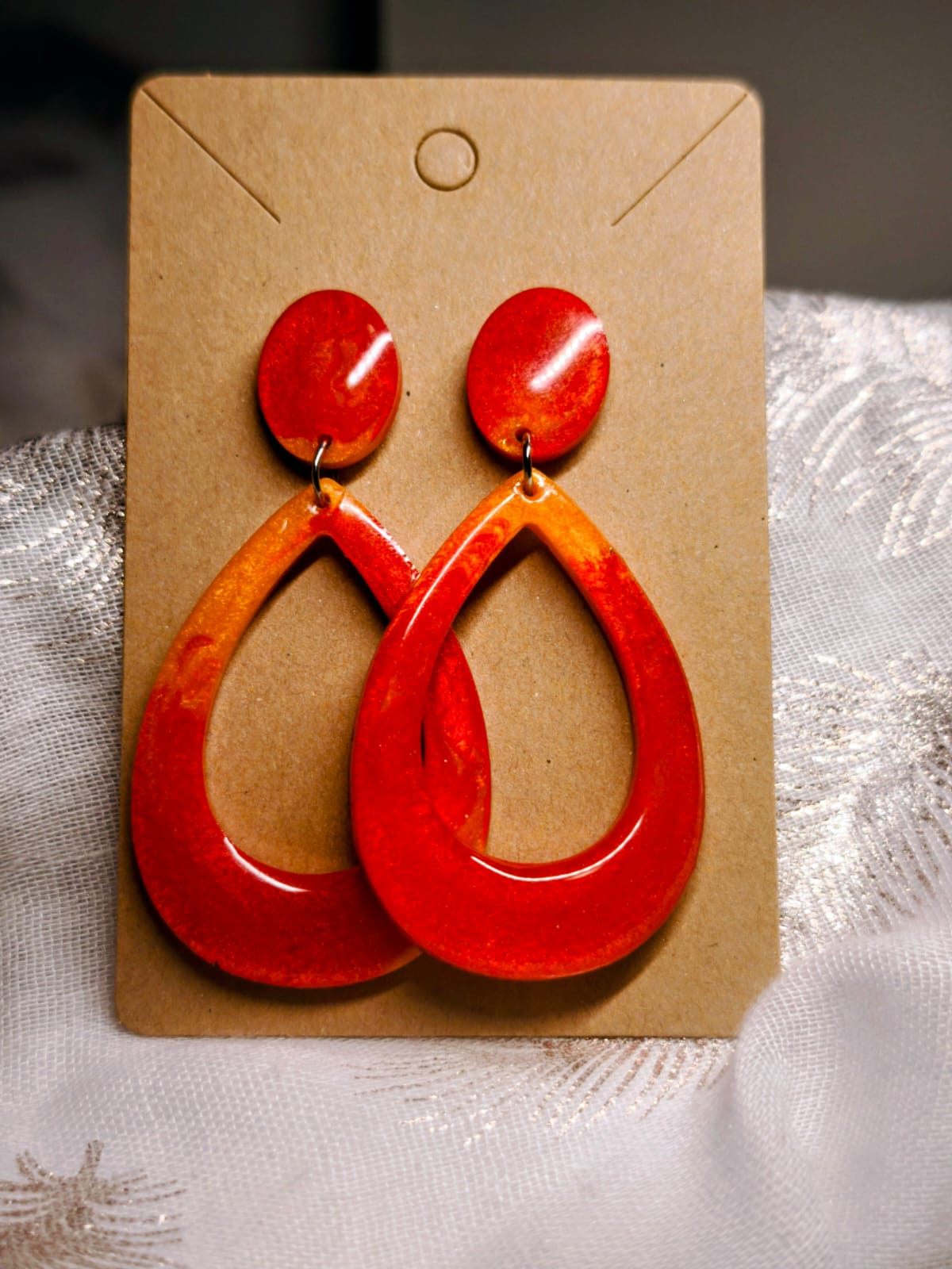 boucle d'oreille orange/rouge