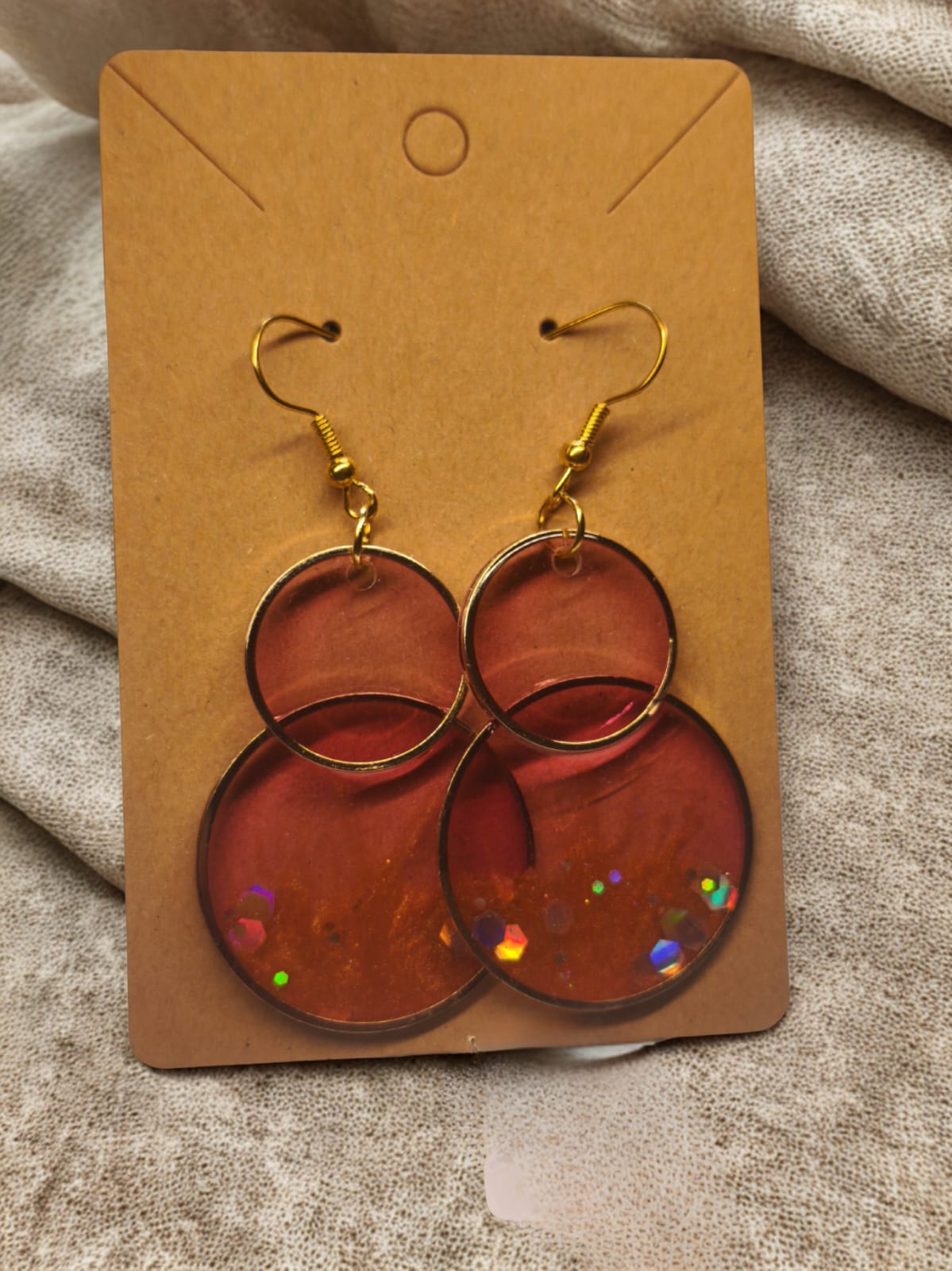 Boucle d'oreille double rond dorée