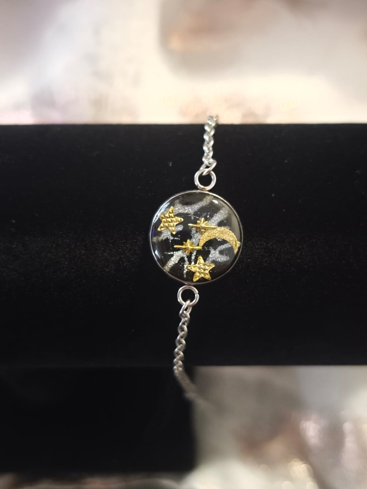 Bracelet argentée acier inoxydable nuit etoilée