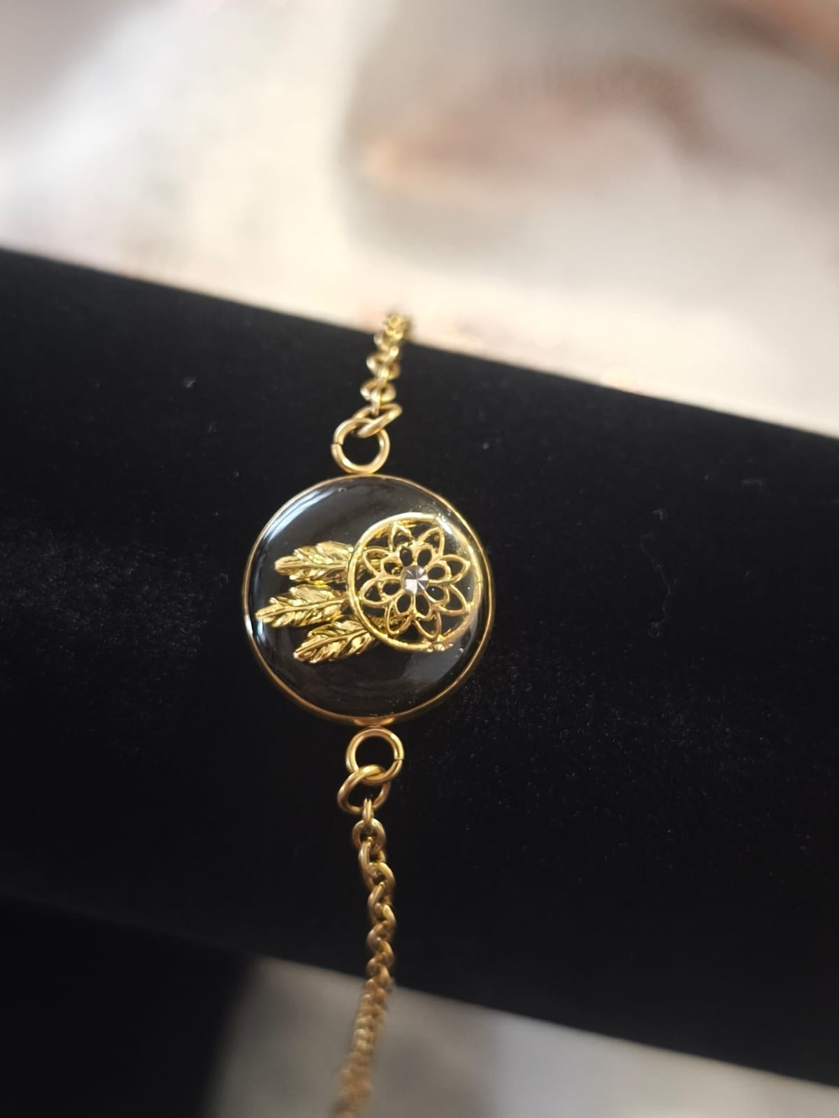 Bracelet dorée acier inoxydable attrape rêve